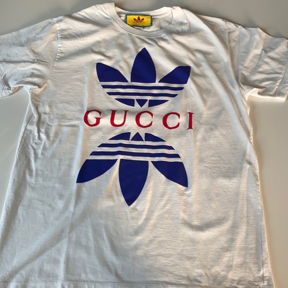 Men’s Adidas x Gucci cotton T-shirt Sz M White/Red /Blue - Picture 2 of 7